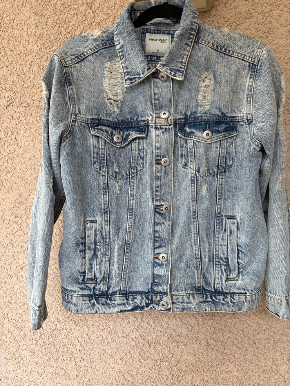 Highway Jeans Distressed Acid Wash Denim Jacket M